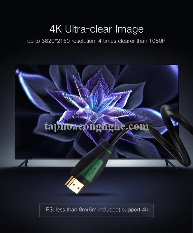 Ugreen 30195 10M màu Đen Cáp tín hiệu HDMI chuẩn 1.4 hỗ trợ phân giải 4K * 2K HD116 30030195